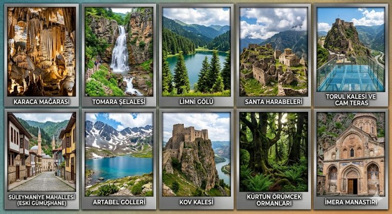 Top 10 places to visit in Gümüşhane.