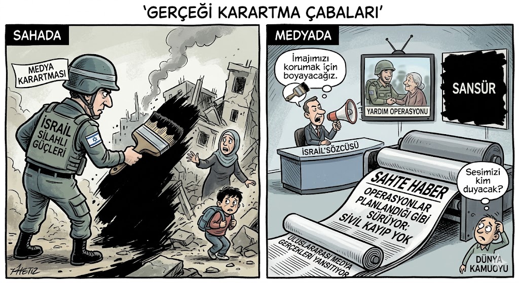 İsrail’in yürüttüğü enformasyon savaşı; sahadaki fiziksel tanıkları (gazetecileri) ortadan kaldırmak, uluslararası ana akım medyada dil kontrolü sağlamak ve dijital dünyada algoritmik sansür ile sahte iddiaları (Pallywood vb.) yayarak olası savaş suçlarının görünürlüğünü, dolayısıyla da hukuki ve siyasi faturasını engellemek üzerine kuruludur.