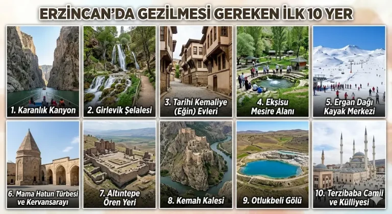 Erzincan'da gezilmesi gereken ilk 10 yer nerelerdir?