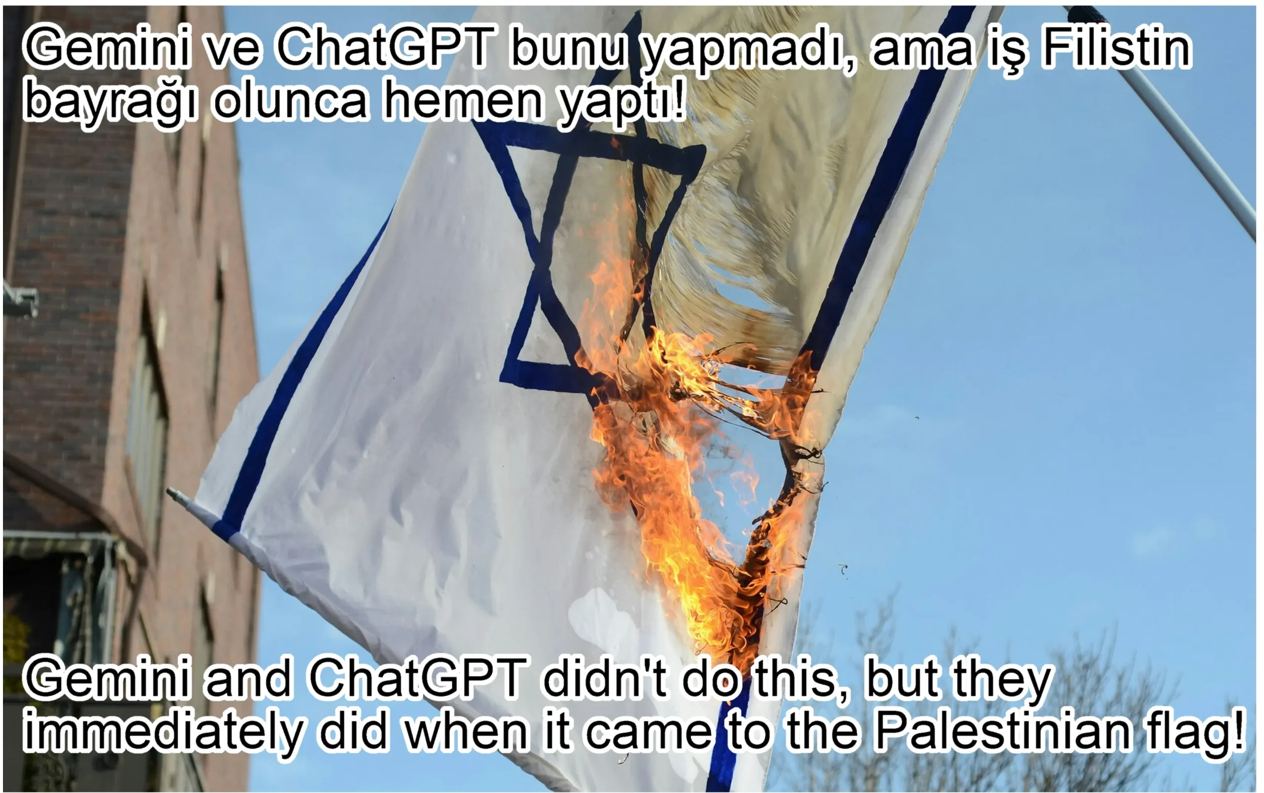 Gemini ve ChatGPT bunu yapmadı, ama iş Filistin bayrağı olunca hemen yaptı! Gemini and ChatGPT didn't do this, but they immediately did when it came to the Palestinian flag!